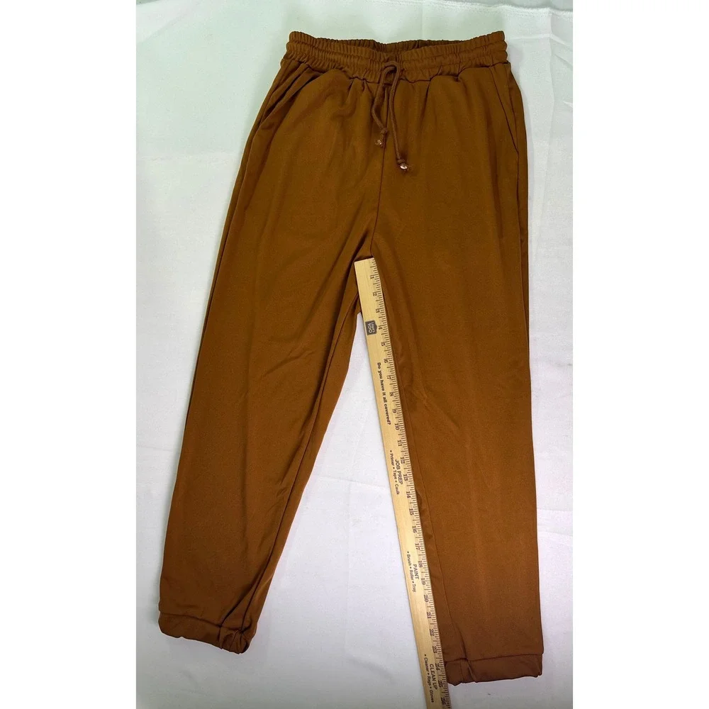 Shein Womens L Brown Elastic Waist Drawstring Joggers Gorpcore Casual Sweatpants